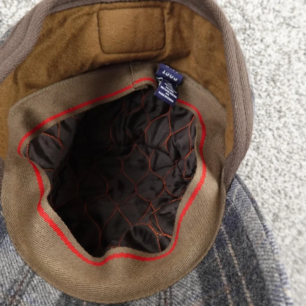 VTG Gap Hat Cap Fitted L Gray Plaid Wool Army Ear Flap Winter 1969 Y2K 00s‎ Mens